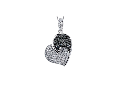 White Gold Plated | Heart Pendants with Black CZ